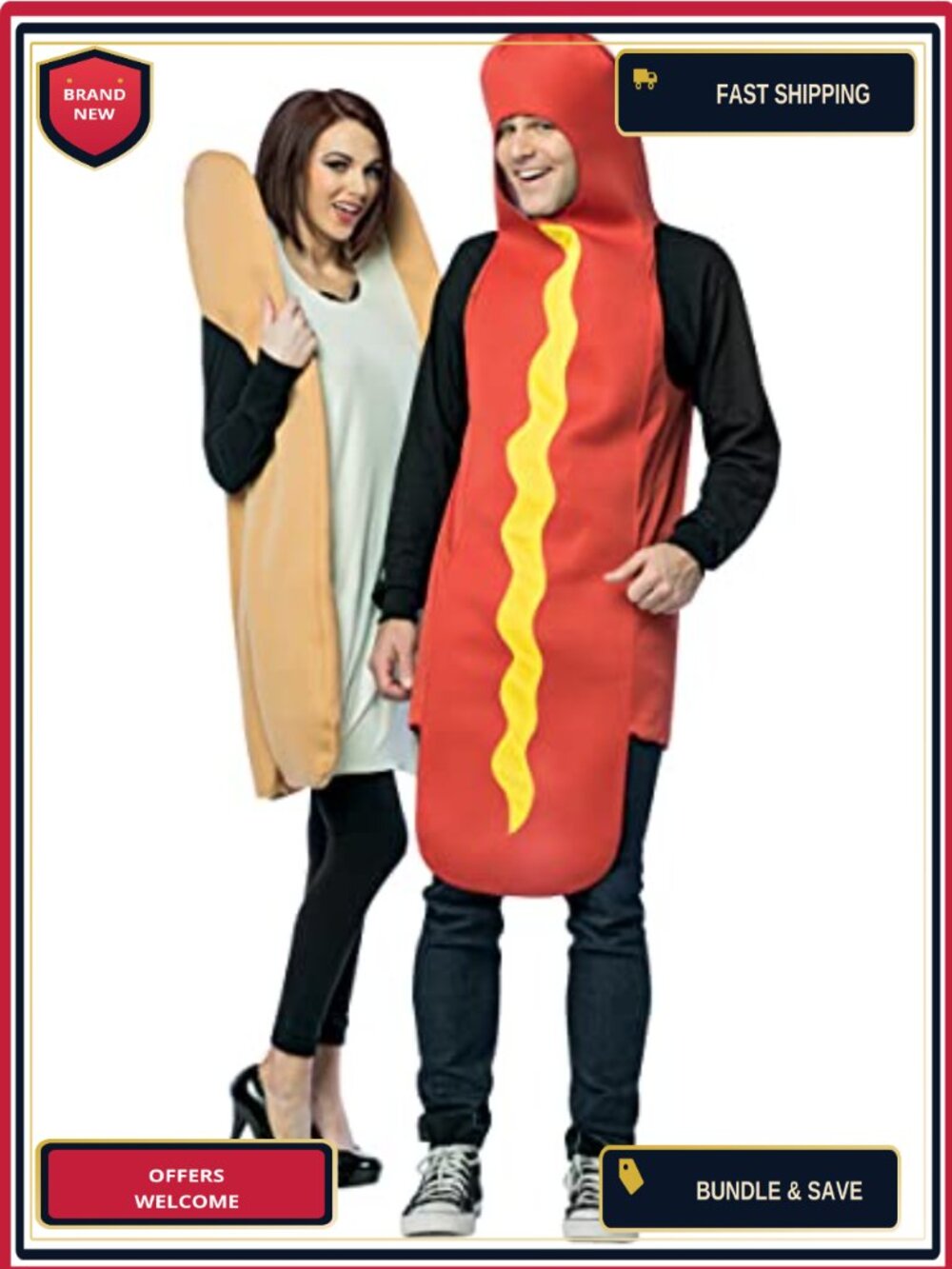 Rasta Imposta Hot Dog and Bun Couples Costume One Size Adult Halloween